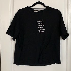 Black printed graphic tee